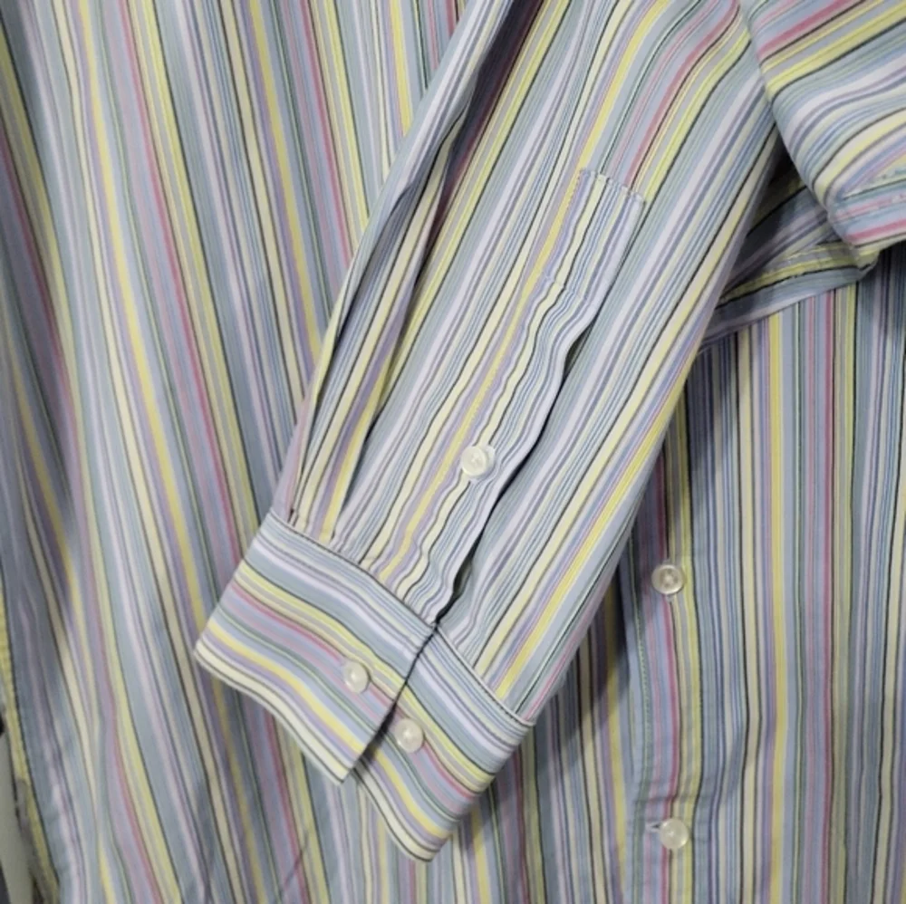 New & Lingwood Men's Striped Dress Shirt Neck Size 16.5 Colorful Office Business